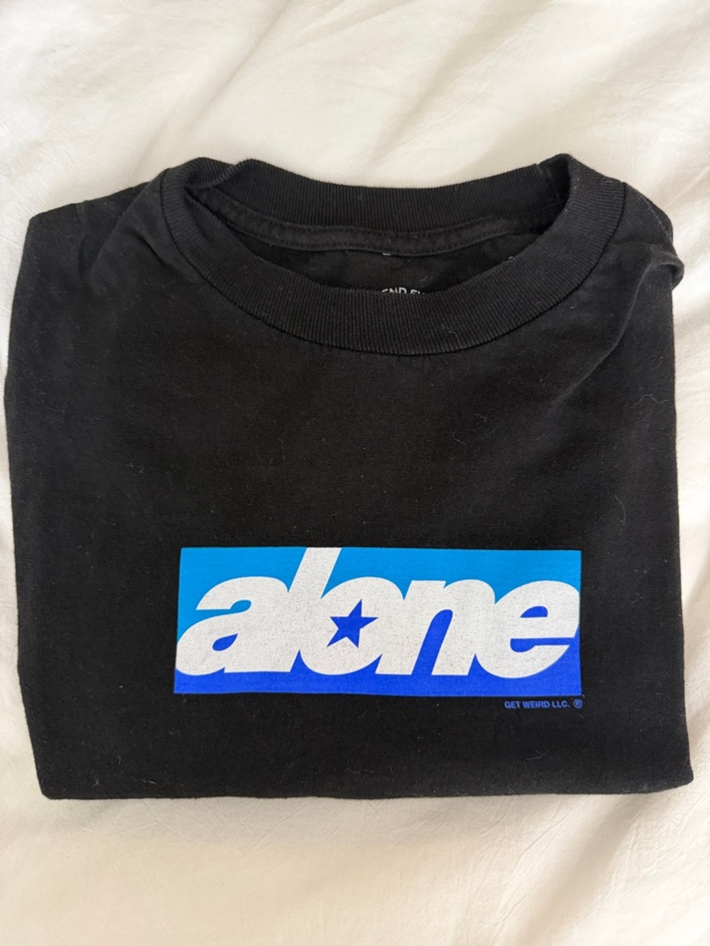 Anti Social Social Club Black Tee with Blue and White "alone" Logo